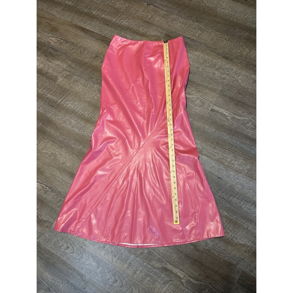 Shape Fx Vintage Bubblegum‎ Pink Polyvinyl Long Midi Maxi Skirt 12 - Picture 2 of 7